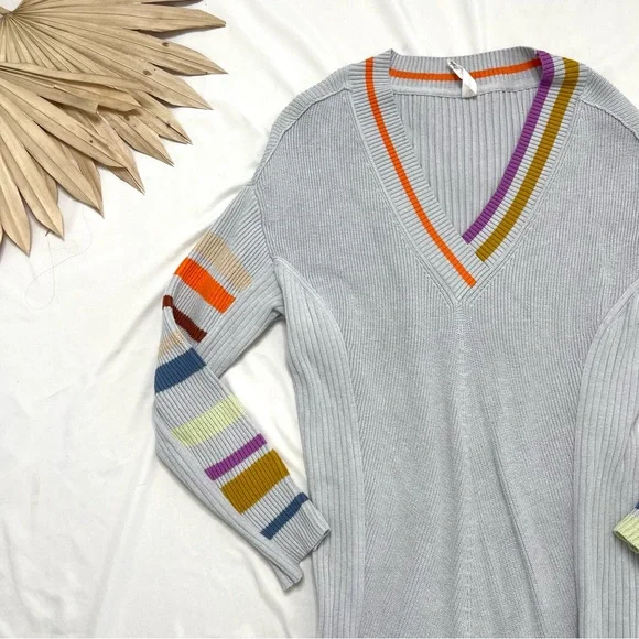 Anthropologie Daily Practice Stripe Sleeve Knit Ribbed Sweater Dress Size Small - Picture 4 of 7